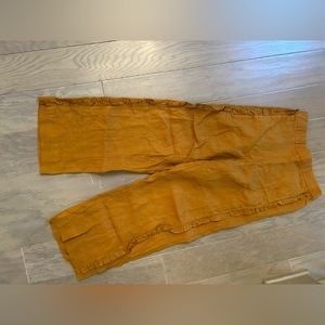 JCrew wide leg linen ruffle pant (golden brandy) NWOT